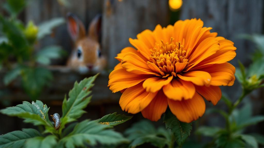 Damaged marigold leaves with holes showing signs of what eats marigolds in my garden like slugs and rabbits.