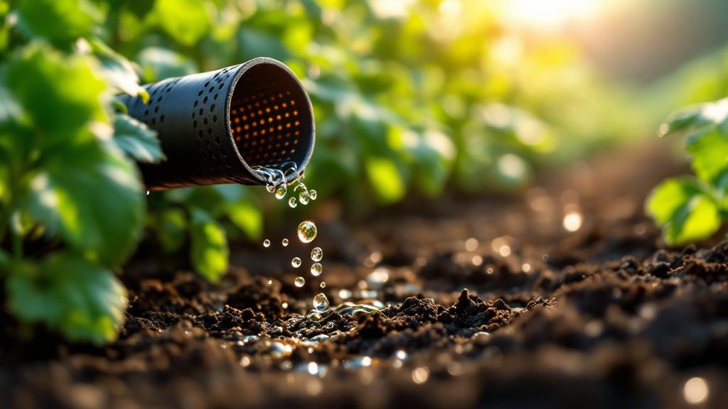 A soaker hose delivering deep, slow hydration to vegetable garden roots.