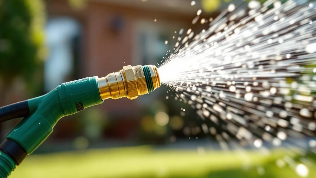 Connecting a 5/8 inch diameter garden hose to a pressure washer for maximum water flow.