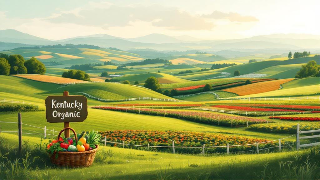 A scenic organic farm in Kentucky representing sustainable agriculture and local produce.