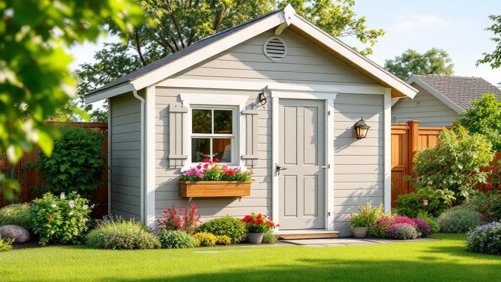 Classic hip roof garden shed design featuring four sloping sides for maximum stability and style.