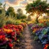 A beautiful edible landscape garden combining colorful Swiss chard, kale, and fruit trees in a functional backyard design.