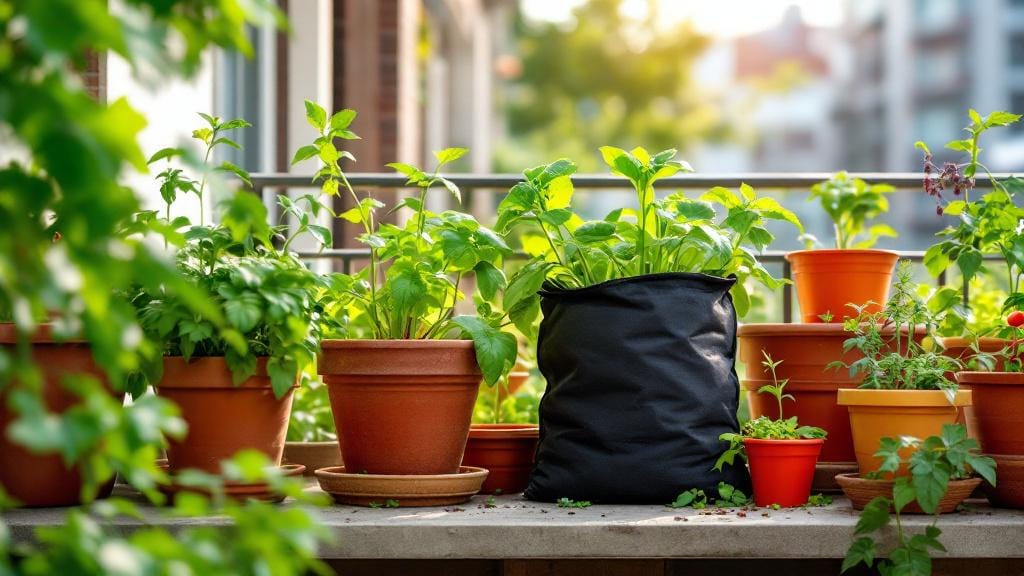 Best garden pots for growing vegetables on a balcony including clay and plastic options