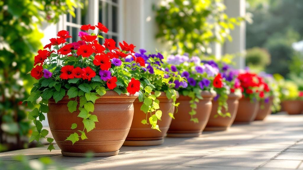 Best outdoor plants for containers and decorative planters on a sunny patio