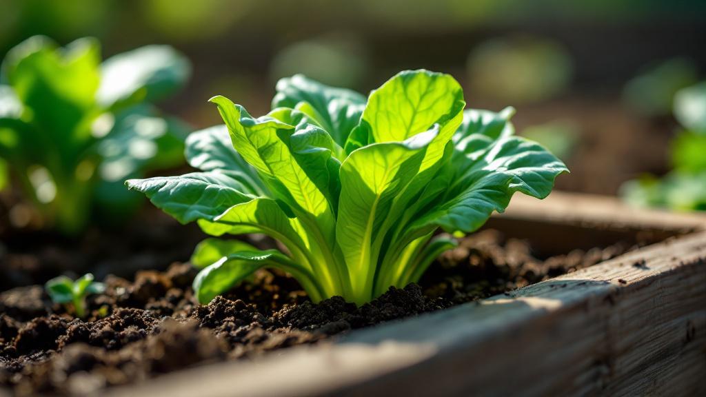 Close-up of garden shears harvesting lettuce leaves using the cut-and-come-again method