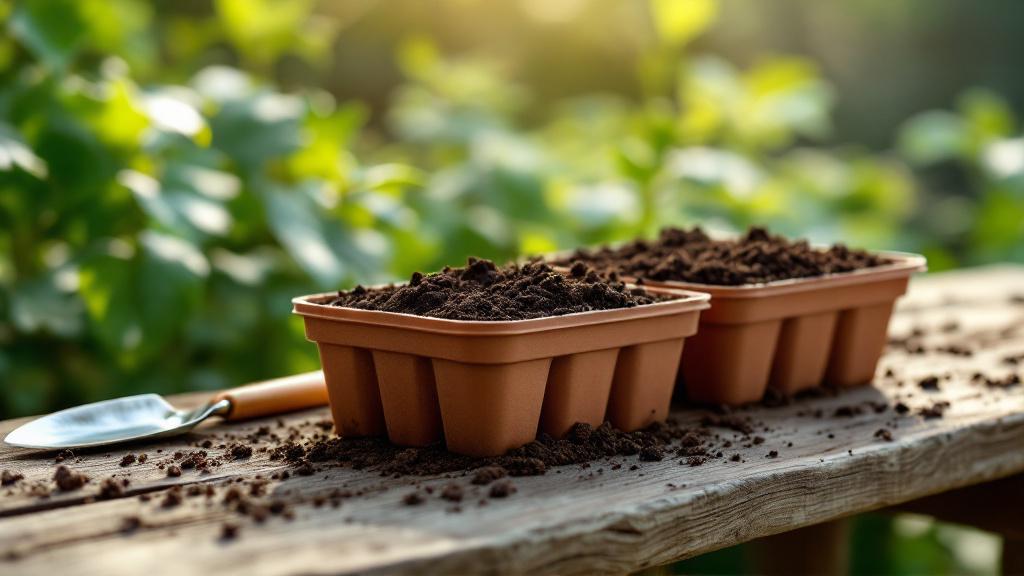 Realistic seed starting trays with rich soil for Kentucky spring gardening