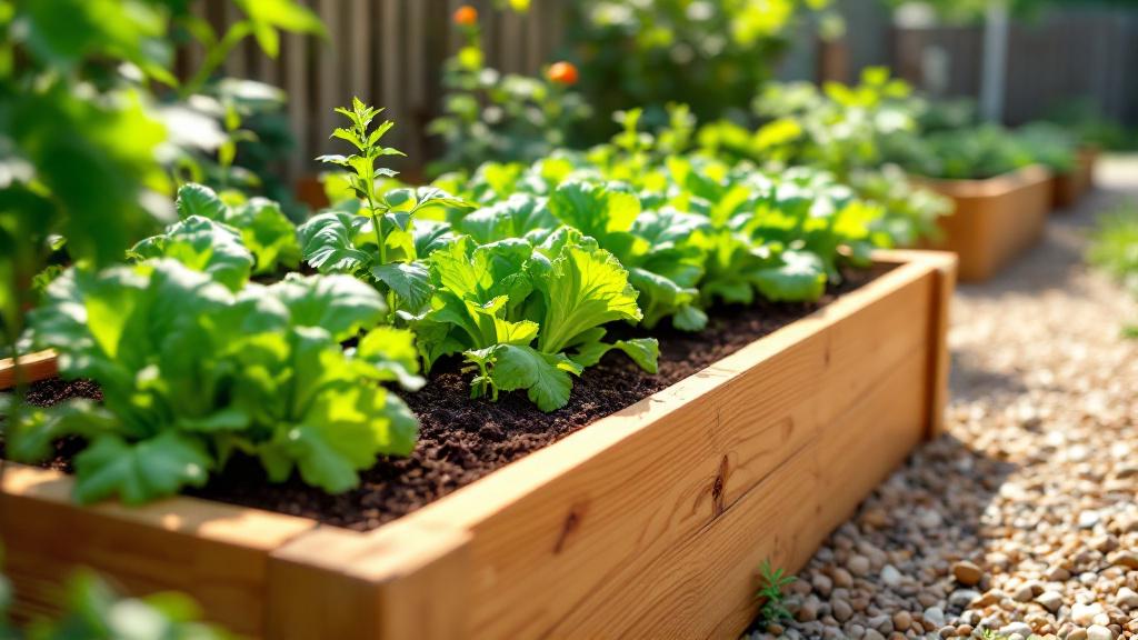 Cedar wood raised garden bed with healthy vegetables