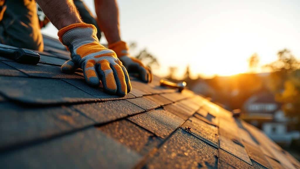 Professional roofing contractor installing architectural shingles on a home in Pleasant Garden for long-term protection.