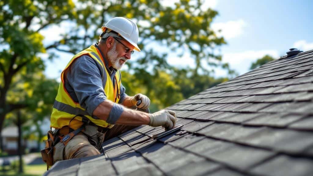 Professional Pleasant Garden roofer conducting a thorough roof inspection for a residential home.